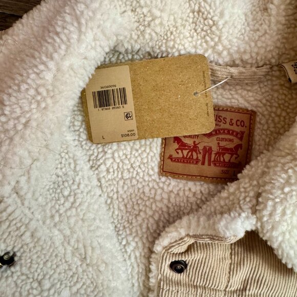 Levi’s Original Sherpa Corduroy Trucker Jacket • Safari Tan • Size L • NWT - Picture 11 of 16